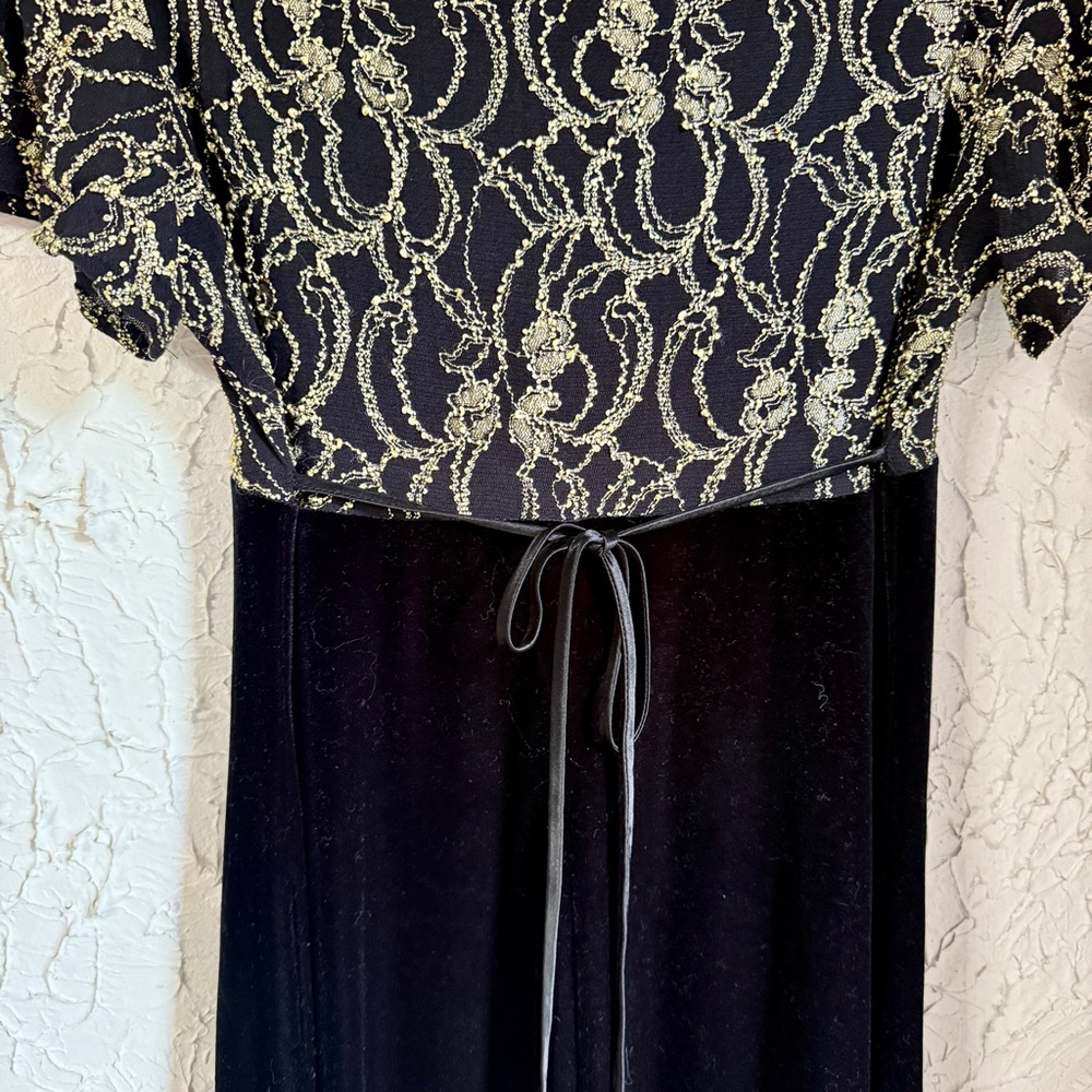 Vintage Molly Malloy Black and Gold Maxi Dress - Picture 9 of 11